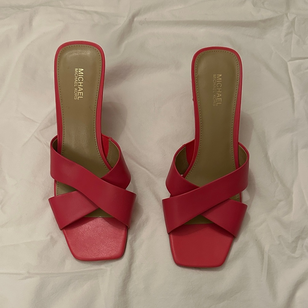 Michael Kors Women's Pink Cross Strap Heels